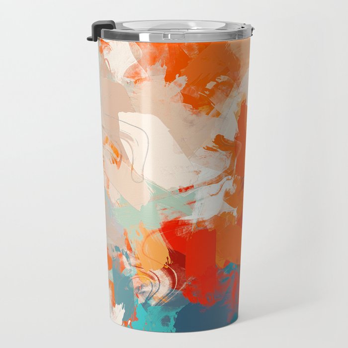 Pleasure, Abstract Painting Summer, Positivity Modern Bohemian Pop of Color Bright Good Vibes Travel Mug Gallery Image 3