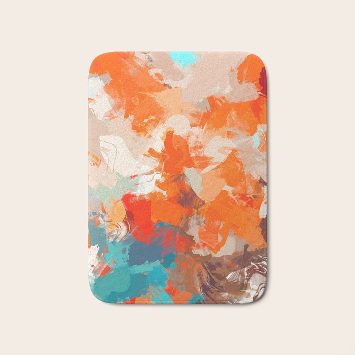 Pleasure, Abstract Painting Summer, Positivity Modern Bohemian Pop of Color Bright Good Vibes Bath Mat Gallery Image 1