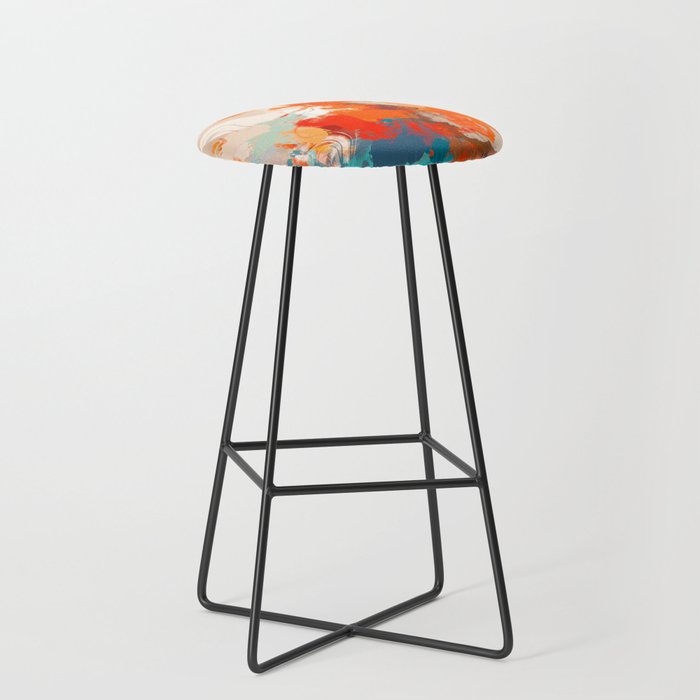 Pleasure, Abstract Painting Summer, Positivity Modern Bohemian Pop of Color Bright Good Vibes Stool Gallery Image 1