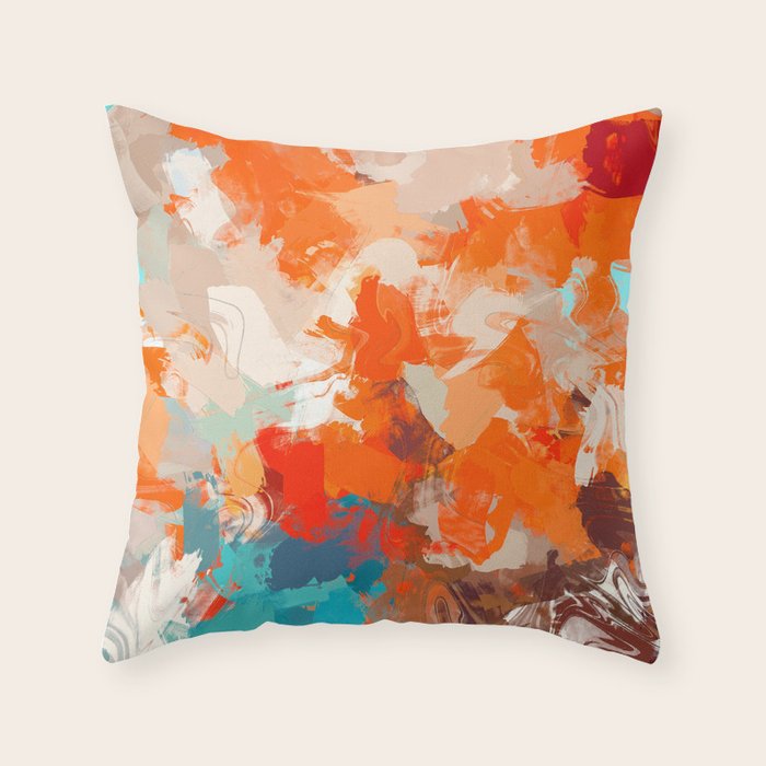 Pleasure, Abstract Painting Summer, Positivity Modern Bohemian Pop of Color Bright Good Vibes Throw Pillow Gallery Image 1