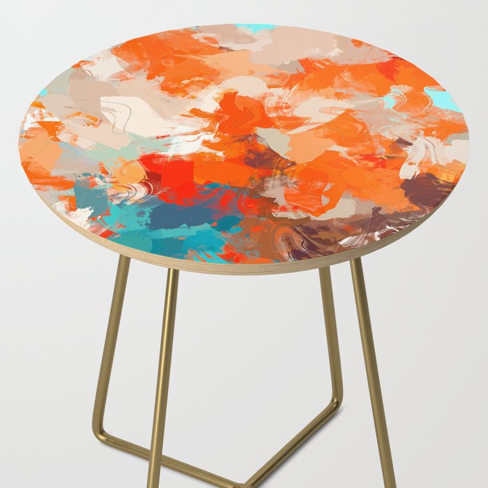 Pleasure, Abstract Painting Summer, Positivity Modern Bohemian Pop of Color Bright Good Vibes Side Table Gallery Image 2
