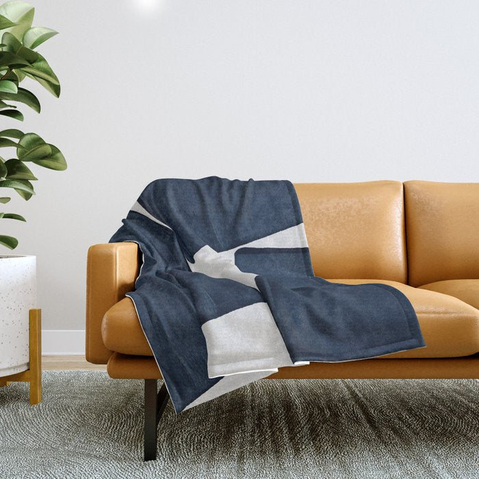 Minimalist Painting Blue III, Mid Century Modern Throw Blanket Gallery Image 1