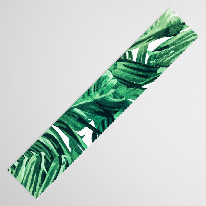 Tropical State of Mind | Watercolor Palm Banana Leaves Painting | Botanical Jungle Bohemian Plants Table Runner Gallery Image 3