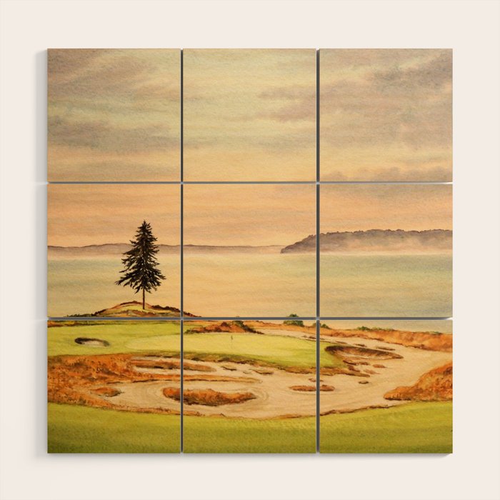 Chambers Bay Golf Course 15th Hole Wood Wall Art Gallery Image 1