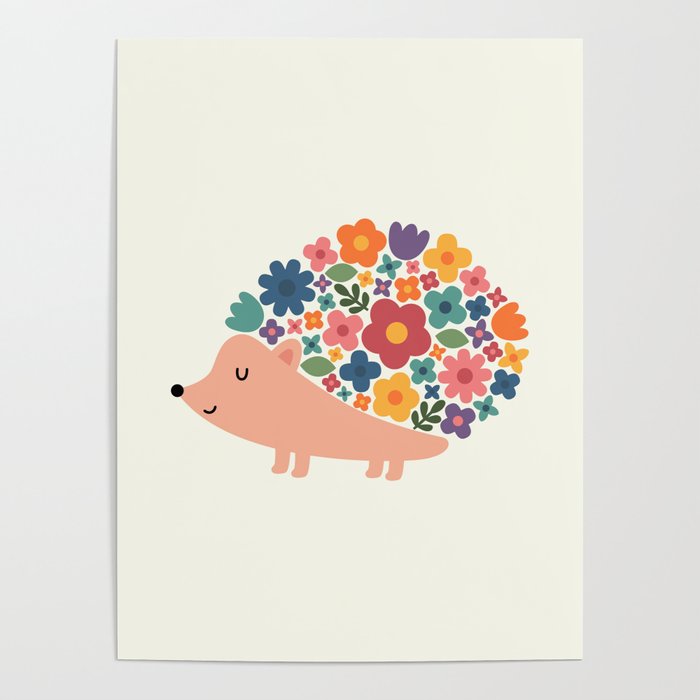 Floral Hedgehog Poster Gallery Image 4