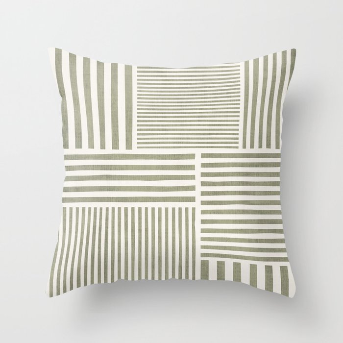Neutral Green Lines Modern Minimalism Throw Pillow Gallery Image 1