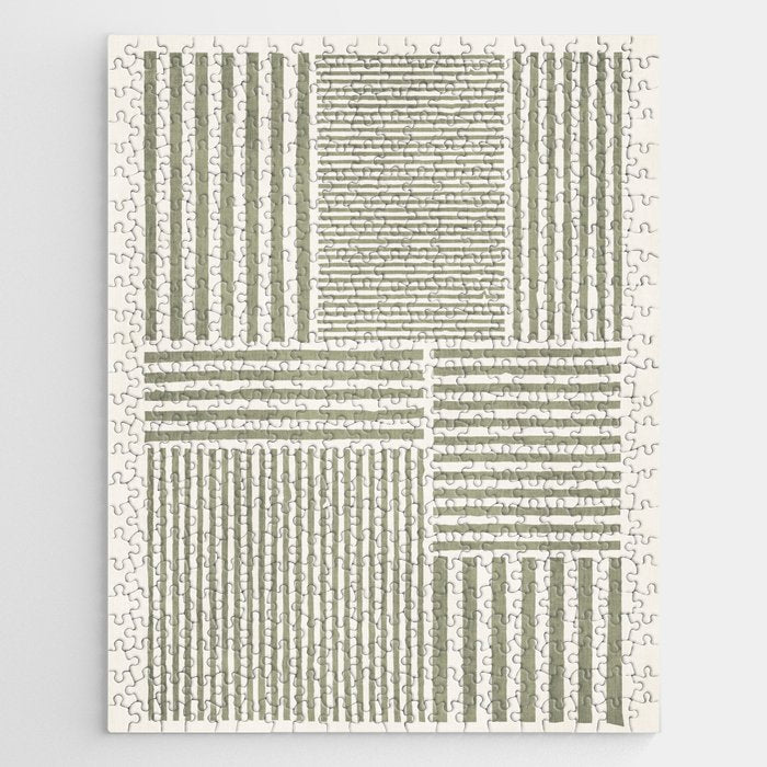 Neutral Green Lines Modern Minimalism Jigsaw Puzzle Gallery Image 1