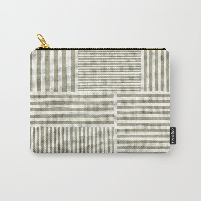 Neutral Green Lines Modern Minimalism Carry All Pouch Gallery Image 1