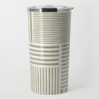 Neutral Green Lines Modern Minimalism Travel Mug Gallery Image 1