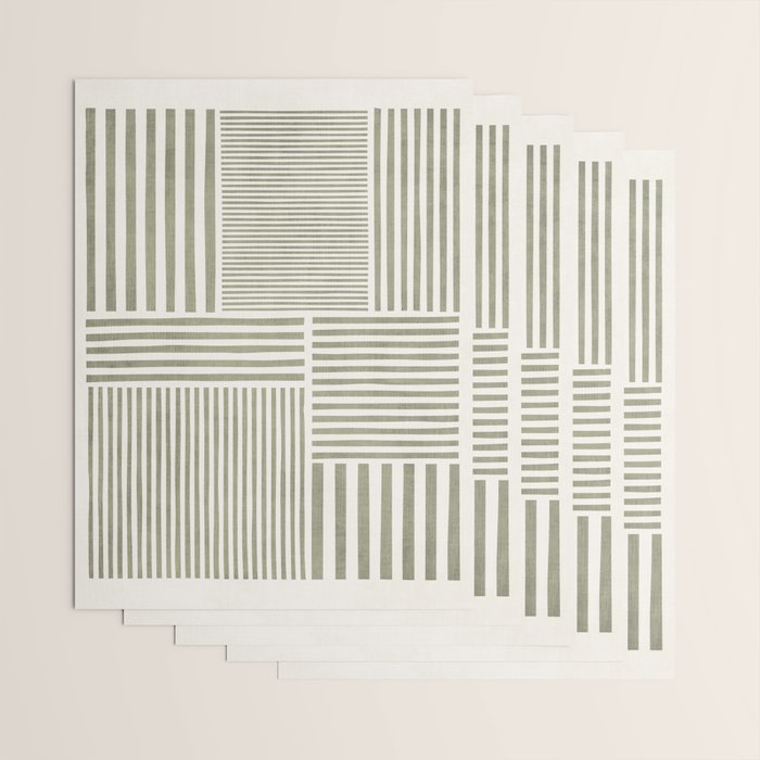 Neutral Green Lines Modern Minimalism Wrapping Paper Gallery Image 3