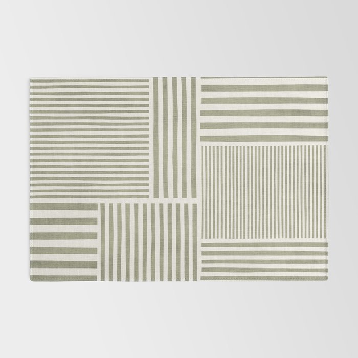 Neutral Green Lines Modern Minimalism Rug Gallery Image 2