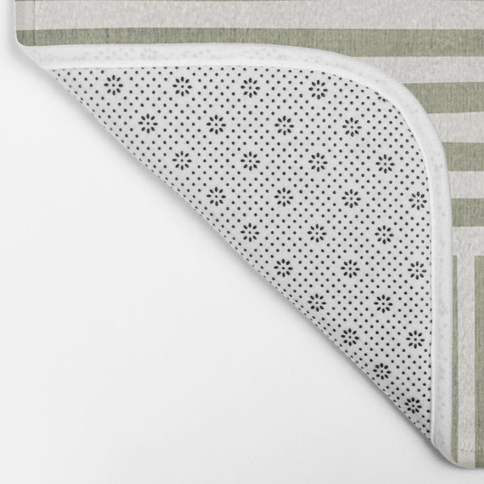 Neutral Green Lines Modern Minimalism Bath Mat Gallery Image 2