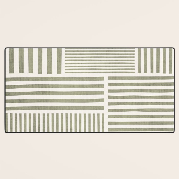 Neutral Green Lines Modern Minimalism Desk Mat Gallery Image 3