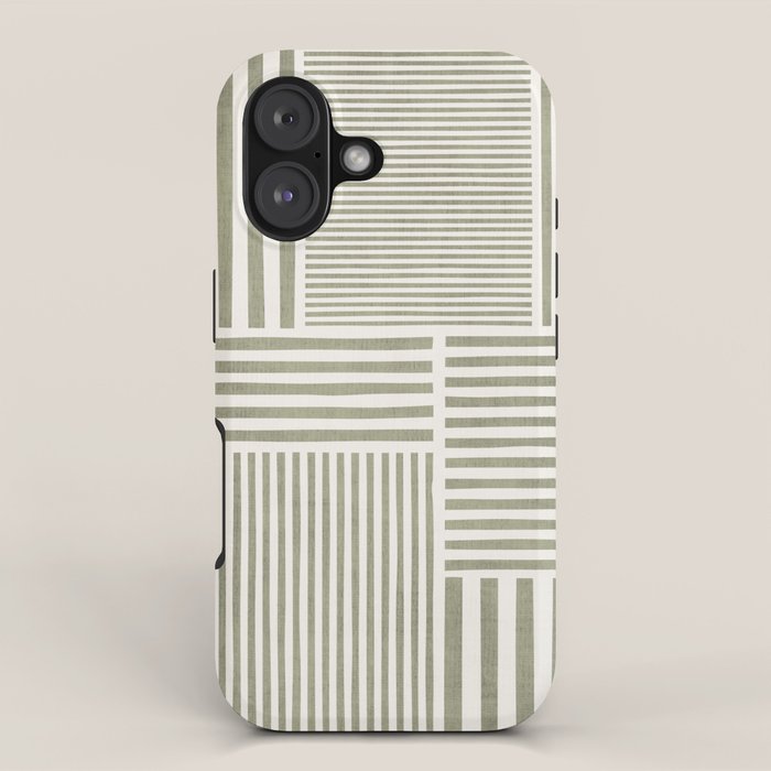 Neutral Green Lines Modern Minimalism iPhone Case Gallery Image 1
