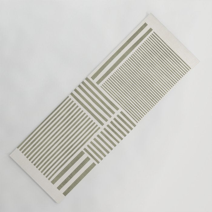 Neutral Green Lines Modern Minimalism Yoga Mat Gallery Image 1