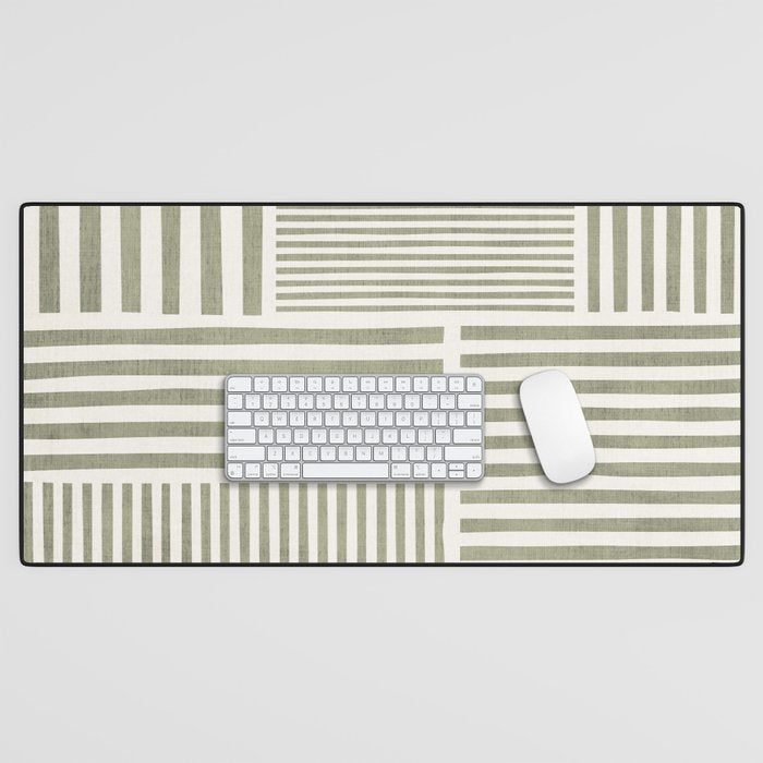 Neutral Green Lines Modern Minimalism Desk Mat Gallery Image 1