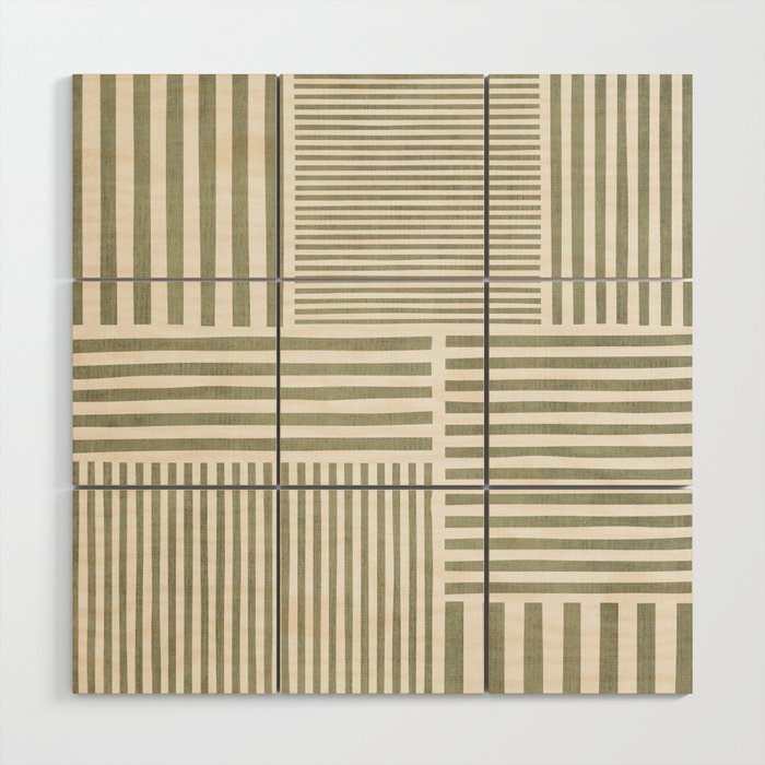 Neutral Green Lines Modern Minimalism Wood Wall Art Gallery Image 1