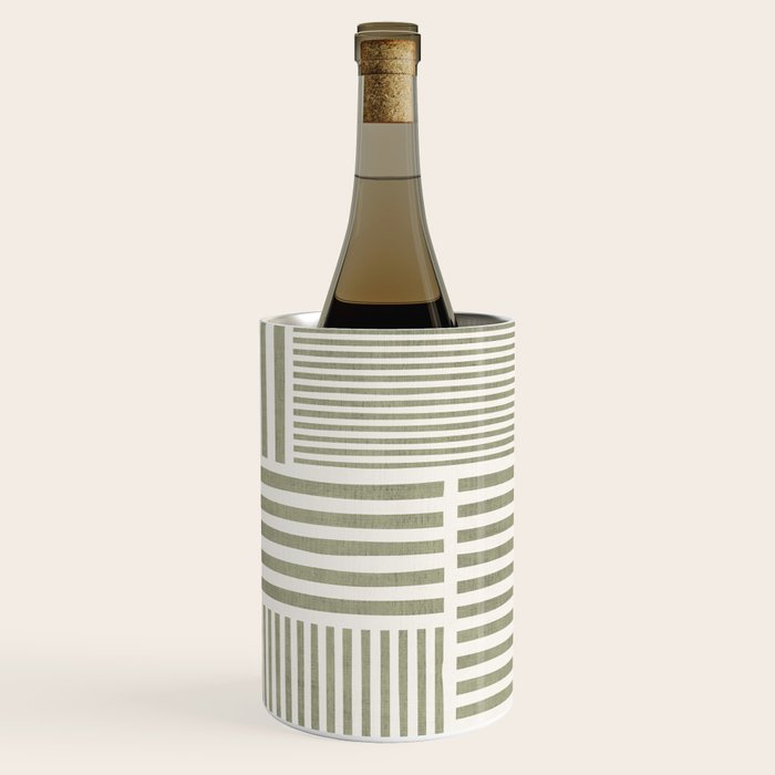 Neutral Green Lines Modern Minimalism Wine Chiller Gallery Image 1
