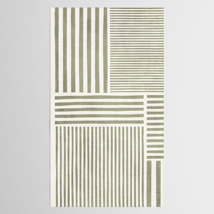 Neutral Green Lines Modern Minimalism Tablecloth Gallery Image 2
