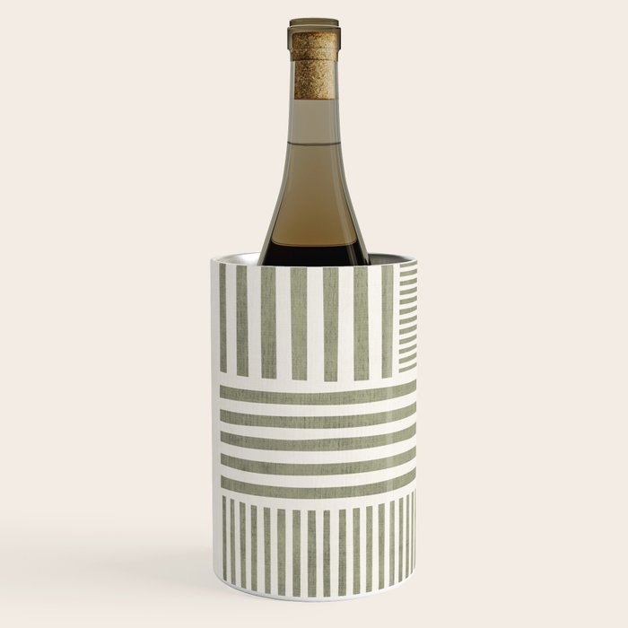 Neutral Green Lines Modern Minimalism Wine Chiller Gallery Image 2