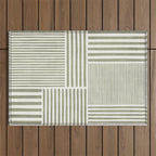Neutral Green Lines Modern Minimalism Outdoor Rug Gallery Image 1
