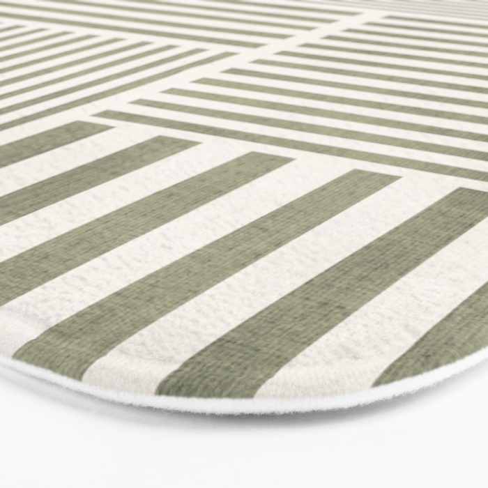 Neutral Green Lines Modern Minimalism Bath Mat Gallery Image 3