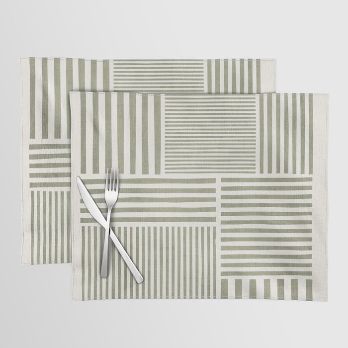 Neutral Green Lines Modern Minimalism Placemat Gallery Image 1