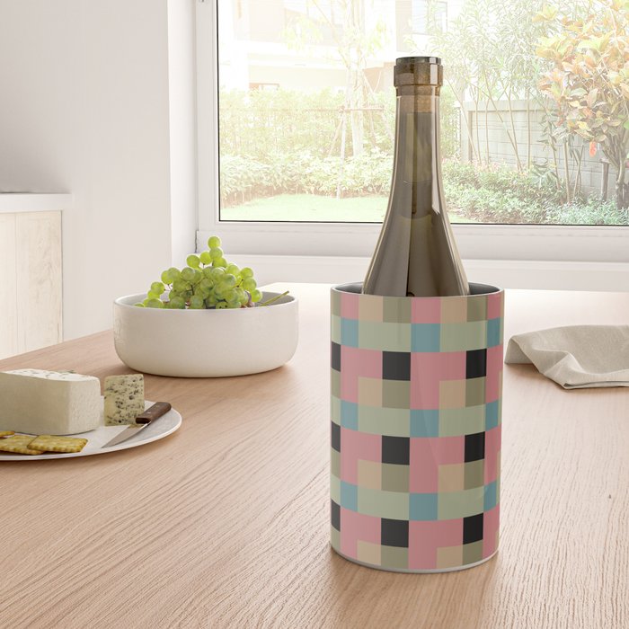 Geometric Trend in Pink Green and Black Wine Chiller Gallery Image 4