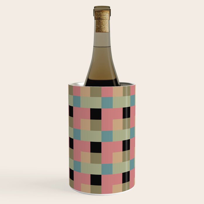 Geometric Trend in Pink Green and Black Wine Chiller Gallery Image 1