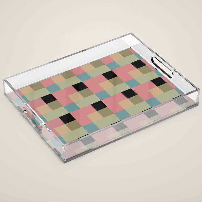 Geometric Trend in Pink Green and Black Acrylic Tray Gallery Image 1