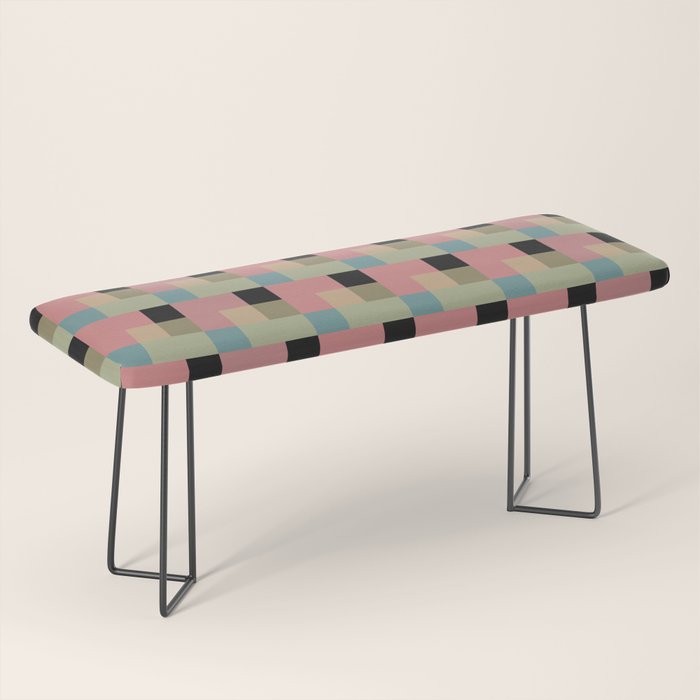 Geometric Trend in Pink Green and Black Bench Gallery Image 1