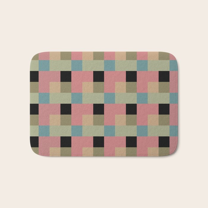 Geometric Trend in Pink Green and Black Bath Mat Gallery Image 1