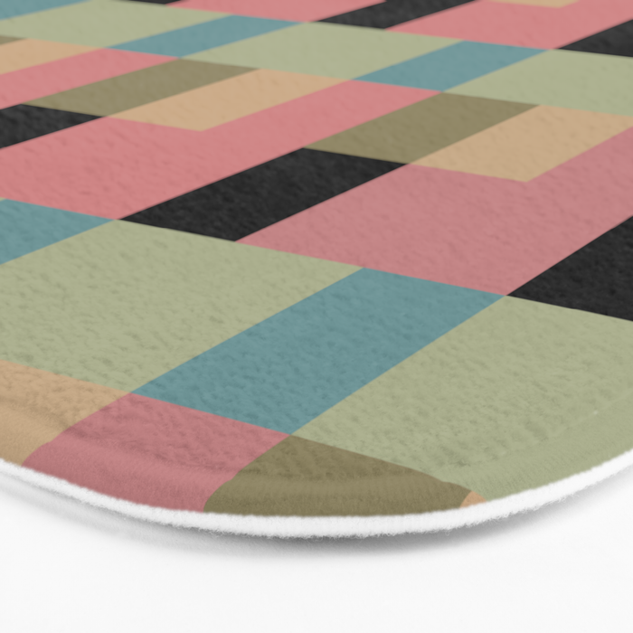 Geometric Trend in Pink Green and Black Bath Mat Gallery Image 3