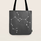 Sagittarius Zodiac Star Constellation Line Art Grey Tote Bag Gallery Image 1