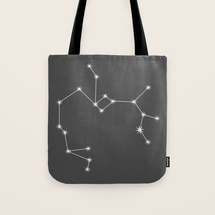 Sagittarius Zodiac Star Constellation Line Art Grey Tote Bag Gallery Image 1