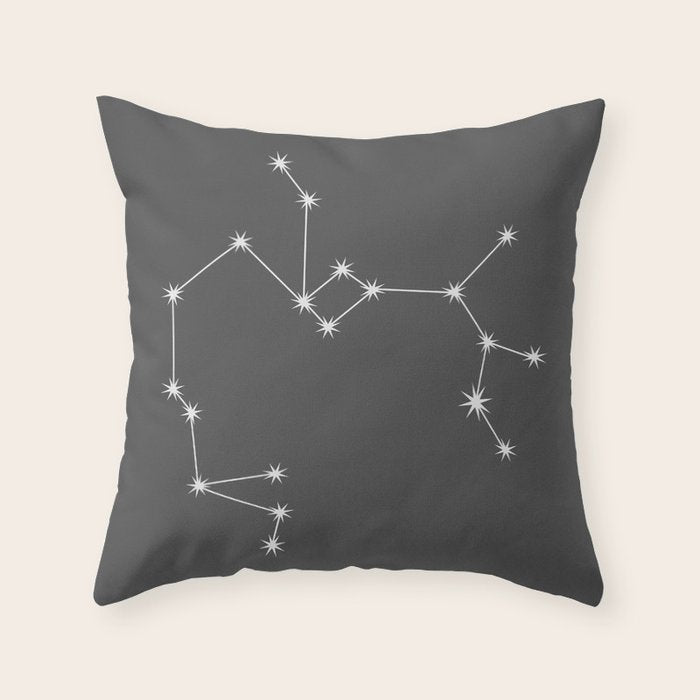 Sagittarius Zodiac Star Constellation Line Art Grey Throw Pillow Gallery Image 6