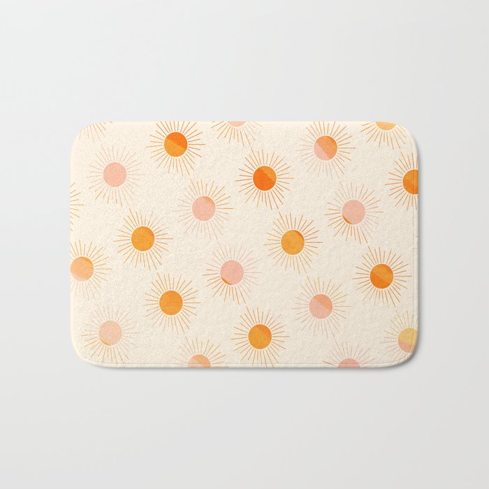 Sherbet Sunnies | Boho Sun Pattern Bath Mat Gallery Image 1