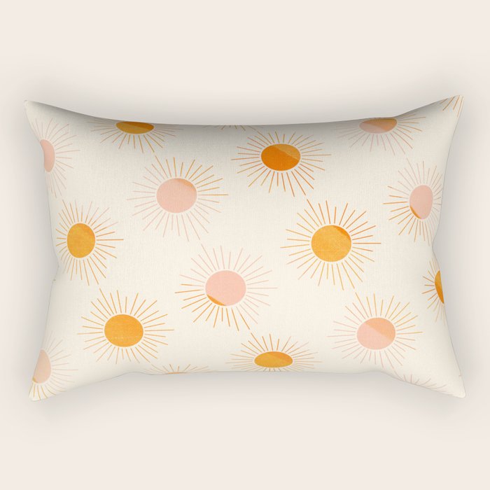 Sherbet Sunnies | Boho Sun Pattern Rectangular Pillow Gallery Image 2