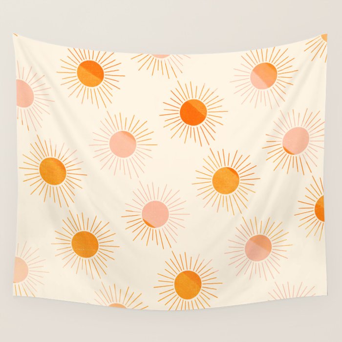 Sherbet Sunnies | Boho Sun Pattern Wall Tapestry Gallery Image 1