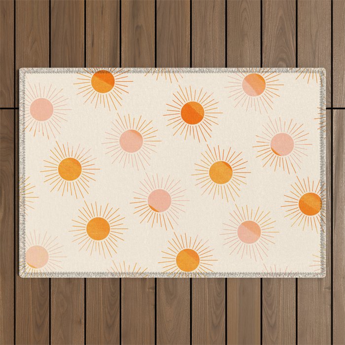Sherbet Sunnies | Boho Sun Pattern Outdoor Rug Gallery Image 1