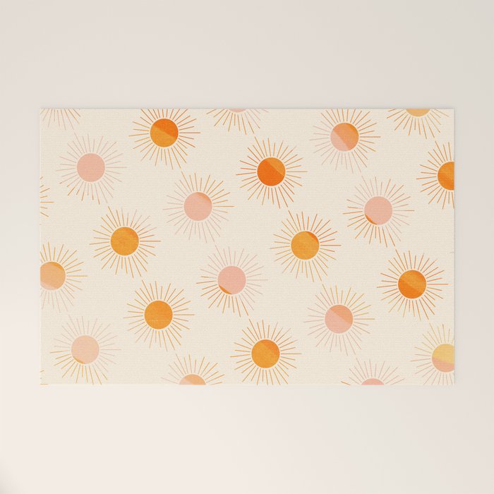 Sherbet Sunnies | Boho Sun Pattern Welcome Mat Gallery Image 1