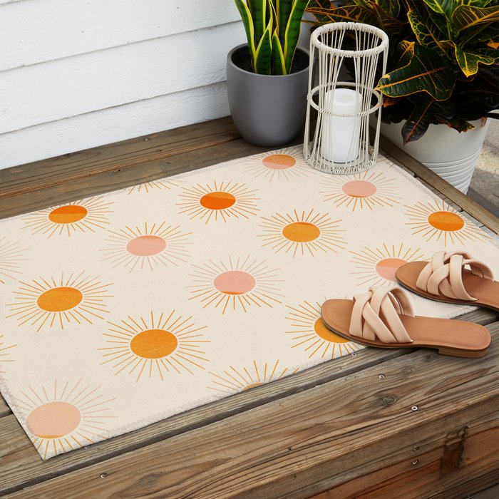Sherbet Sunnies | Boho Sun Pattern Outdoor Rug Gallery Image 2