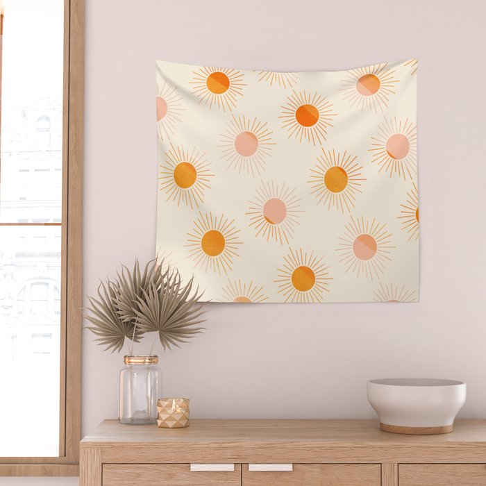 Sherbet Sunnies | Boho Sun Pattern Wall Tapestry Gallery Image 2