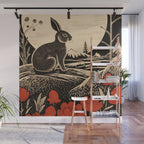 Red Tulip Moon Rise Bunny Wall Mural Gallery Image 1