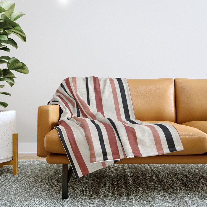 Classic Stripes XI - Neutral Pink Throw Blanket Gallery Image 1