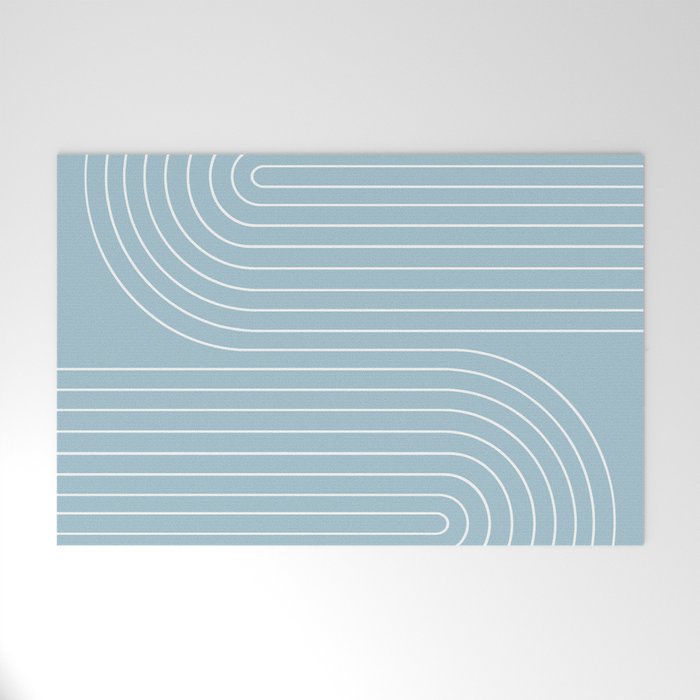 Minimal Line Curvature XCVII Sky Blue Welcome Mat Gallery Image 1
