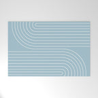 Minimal Line Curvature XCVII Sky Blue Welcome Mat Gallery Image 1