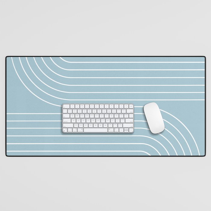 Minimal Line Curvature XCVII Sky Blue Desk Mat Gallery Image 1