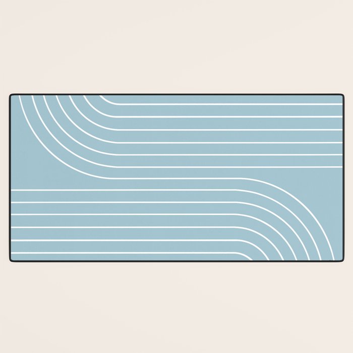 Minimal Line Curvature XCVII Sky Blue Desk Mat Gallery Image 3