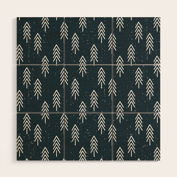 Pine Trees . Navy Wood Wall Art Gallery Image 1